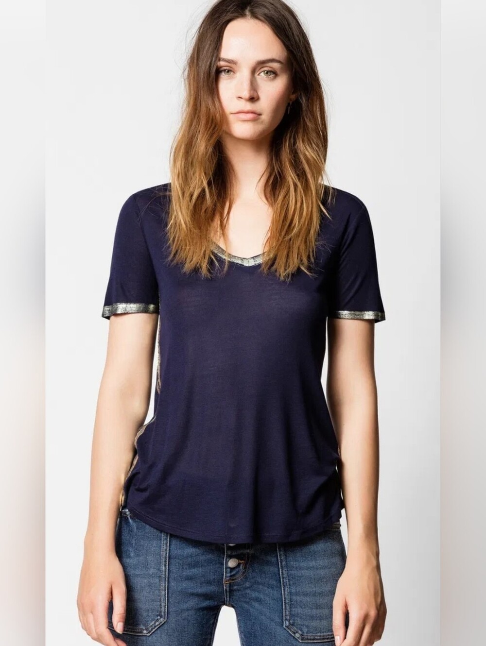 61. NWOT - Zadig & Voltaire Tino Foil Top